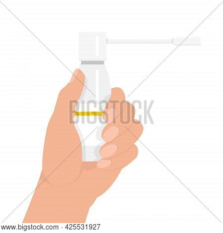 In Hand Throat Aerosol, Throat Medicine, Medicine Concept, Disease Treatment Concept. Sore Throat Tr