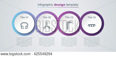 Set Line Headphones, Skateboard Y-tool, Tool Allen Keys And Stairs With Rail. Business Infographic T