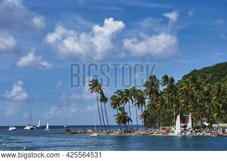 Marigot Bay In St Lucia. Marigot Bay Is Located On The West Coast Of The Caribbean Island Of St Luci