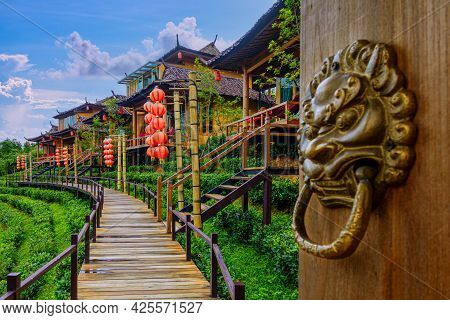 Old Chinese Style House In Tea Plantation At Ban Rak Thai The Village Is Surrounded By Mountain In M