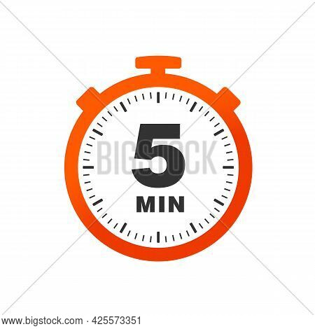 Five Minutes Icon Isolated On White Background. Cooking Time Concept. 5 Minutes Waiting Time Icon. V