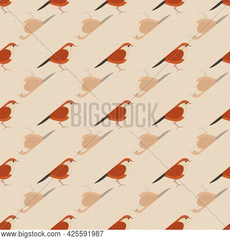 Retro Colored Birds Vector Seamless Repeat Pattern