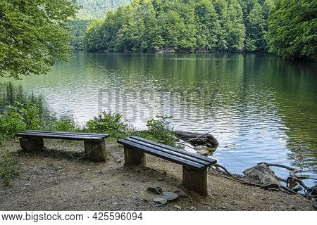 Morske Oko Lake, Vihorlat Mountains, East Slovak Republic. Seasonal Natural Scene.