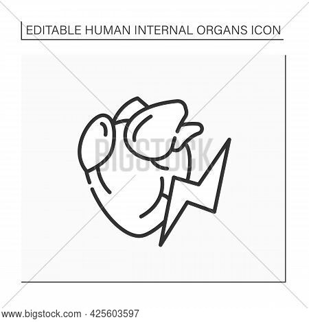 Heart Line Icon.heart Attack. Problem Diagnostic. Human Internal Organs Concept.isolated Vector Illu