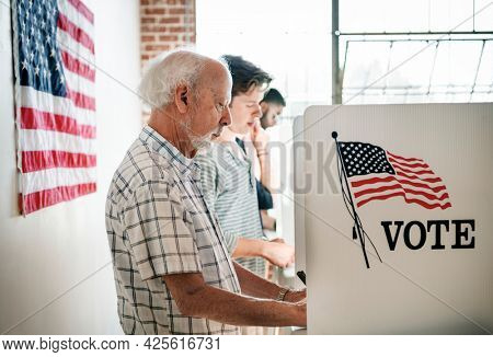 American at a polling booth