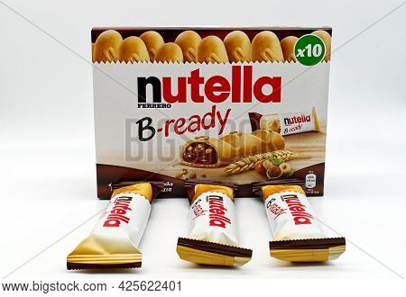 Bologna - Italy - June 22, 2021: Nutella Ferrero B-ready Snack With Hazelnut Chocolate. Nutella Is A