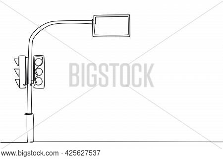Single One Line Drawing Of A Traffic Light That Uses Countdown Time To Inform Road Users Of Remainin