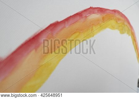 Kid Drawing Colorful Line Art With Paints Rainbow