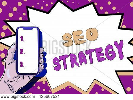 Text Caption Presenting Seo Strategy. Business Overview Techniques And Tactics To Increase The Visit