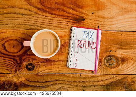 Inspiration Showing Sign Tax Refund. Conceptual Photo Excess Payment Of Paid Taxes Returned To Busin