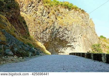 Mountain Road To The Symphony Of Stones, Amazing Basalt Column Formations Along The Garni Gorge In T