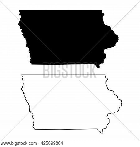 Lowa Map On White Background. Lowa State Sign. Iowa Outline Symbol. Flat Style.