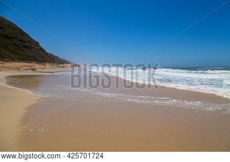 Beautiful empty beach near Sao Martinho do Porto, Portugal