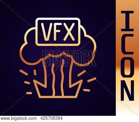 Gold Line Vfx Icon Isolated On Black Background. Vector