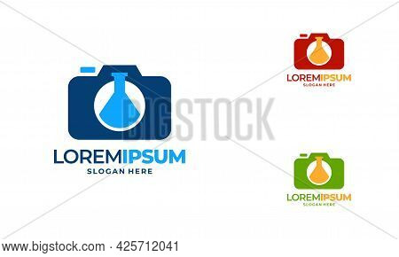 Science Photography Logo Designs Concept Vector, Laboratory And Camera Logo Icon