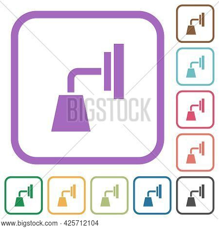 Wall Lamp Simple Icons In Color Rounded Square Frames On White Background