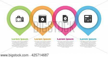Set Photo Camera, Online Play Video, Flv File Document And Sound Mixer Controller. Business Infograp