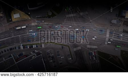 Smart Self-driving Autonomous Cars In Urban Traffic - The Concept Of The Internet Of Things. Artific