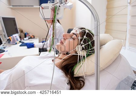 Patient Brain Testing Using Encephalography At Medical Center