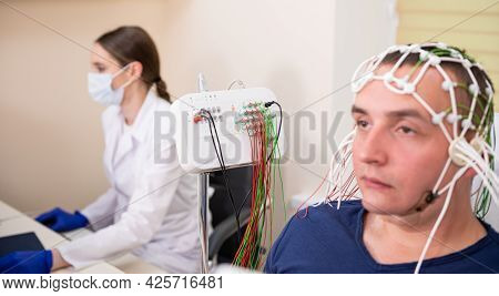 Patient Brain Testing Using Encephalography At Medical Center