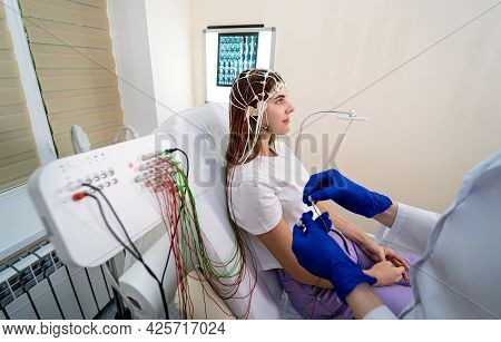 Patient Brain Testing Using Encephalography At Medical Center