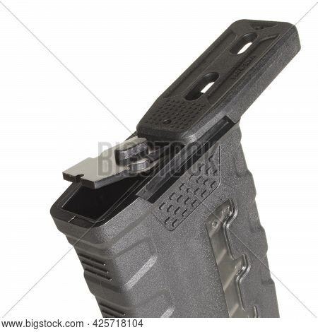 Floorplate On An Ar-15 Magazine That Has Been Slid Partway Off