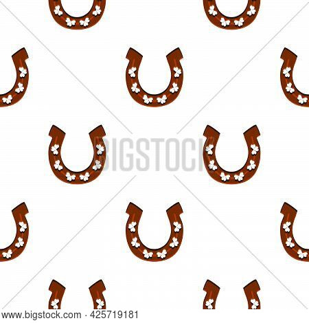 Illustration On Theme Irish Holiday St Patrick Day, Seamless Horseshoes