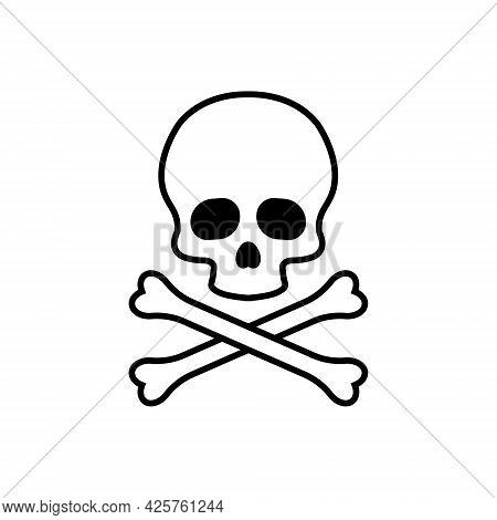 Skull With Bone. Vector Illustration On Withe Background.