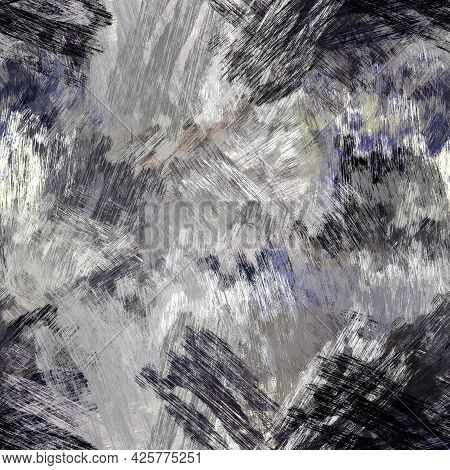 Seamless Abstract Painted Brushed Texture. Spikey Material Pattern Background. Grunge Rough Colour W