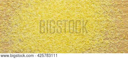 Semolina Irmik Obtained By Grinding Durum Wheat On A Bamboo Cutting Board