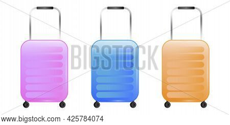 Multicolored Suitcases. Cartoon Set. Multi-colored Suitcases. Travel Symbol. Business Concept. Vecto