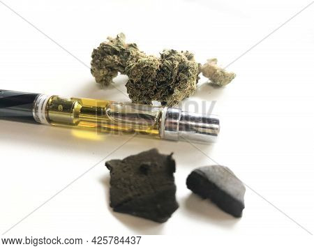Different Forms Of Marijuana, Like Resin, Hash And Weed, Or Grass