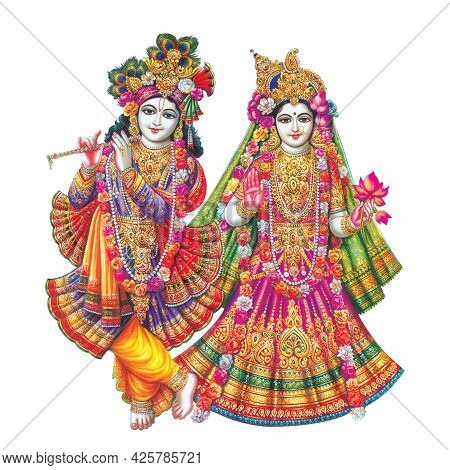 God Radhakrishna, Indian Lord Krishna, Indian Mythological Image Of Radhakrishna
