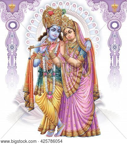 God Radhakrishna, Indian Lord Krishna, Indian Mythological Image Of Radhakrishna
