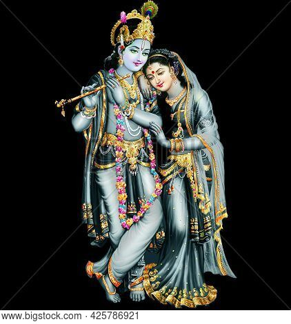 God Radhakrishna, Indian Lord Krishna, Indian Mythological Image Of Radhakrishna