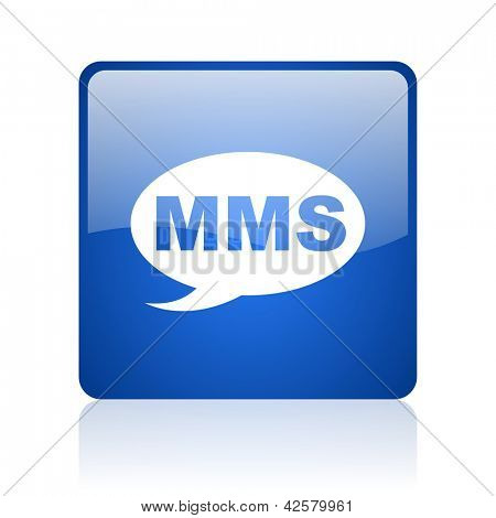mms บลูไอคอนเว็บเหลี่ยมเงาบนพื้นหลังสีขาว
