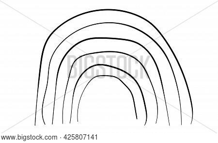 Geometric Doodles In Black Linart, Isolated On A White Background. Soft Waves