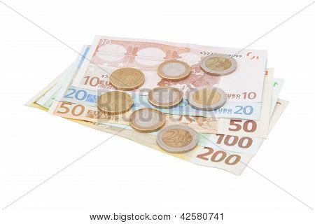 Mali işaretleri: Centimes, Euro-banknotlar.