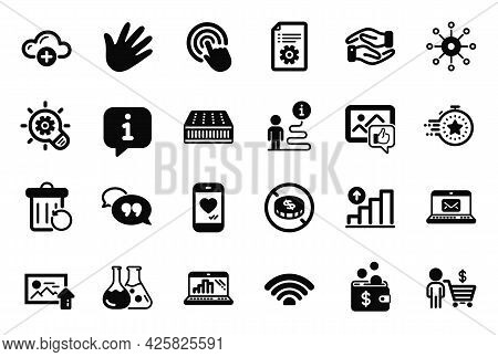Vector Set Of Business Icons Related To Cloud Computing, Love Chat And Buyer Icons. Multichannel, Ma