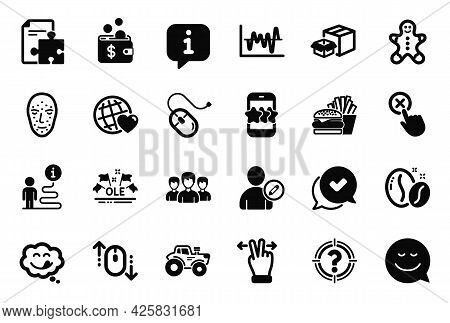 Vector Set Of Business Icons Related To Edit User, Group And Star Icons. Coffee Beans, Smile And Yum