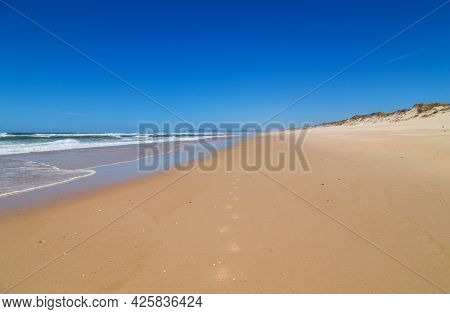 Beautiful empty beach near Sao Martinho do Porto, Portugal