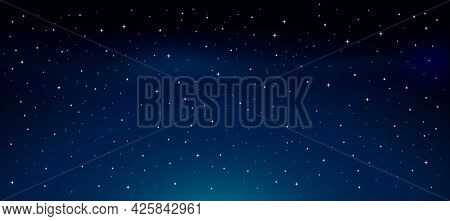 Night Starry Sky. Abstract Background With Stars. Beautiful Blue Night Sky Design. Vector Stock