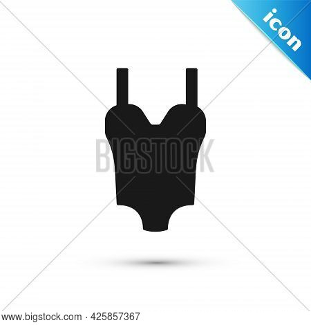 Grey Summer Beach Swimsuit Icon Isolated On White Background. Beach Women Fashion. Vector