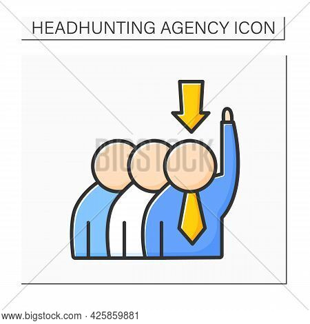 Candidate Sourcing Color Icon. Talent Acquisition. Engagement Of Skilled Worker Candidates. Recruite