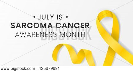 Sarcoma Cancer Awareness Month Banner Design Template. Annual Celebration In July. Realistic Yellow 