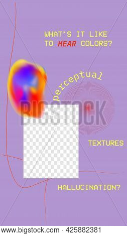 Abstract Liquid Purple Poster For Stories. Put Your Content Under Background. Hallucination Perceptu