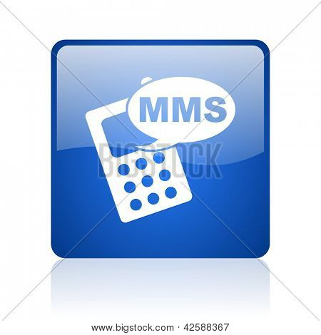 mms บลูไอคอนเว็บเหลี่ยมเงาบนพื้นหลังสีขาว