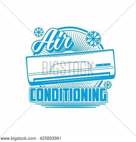 Air Conditioning Icon, Conditioners And Split Systems Vector Emblem. Home Air Conditioners, Cleaning