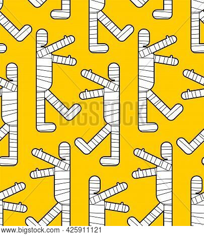 Mummy Is Running Pattern Seamless. Mummy Run Background. Vector Texture