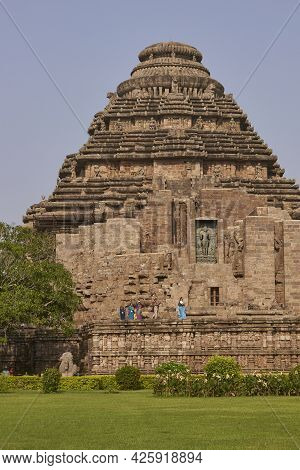 Konark, Orissa, India - May 12, 2008: Local Tourists At The Ancient Surya Hindu Temple At Konark Ori